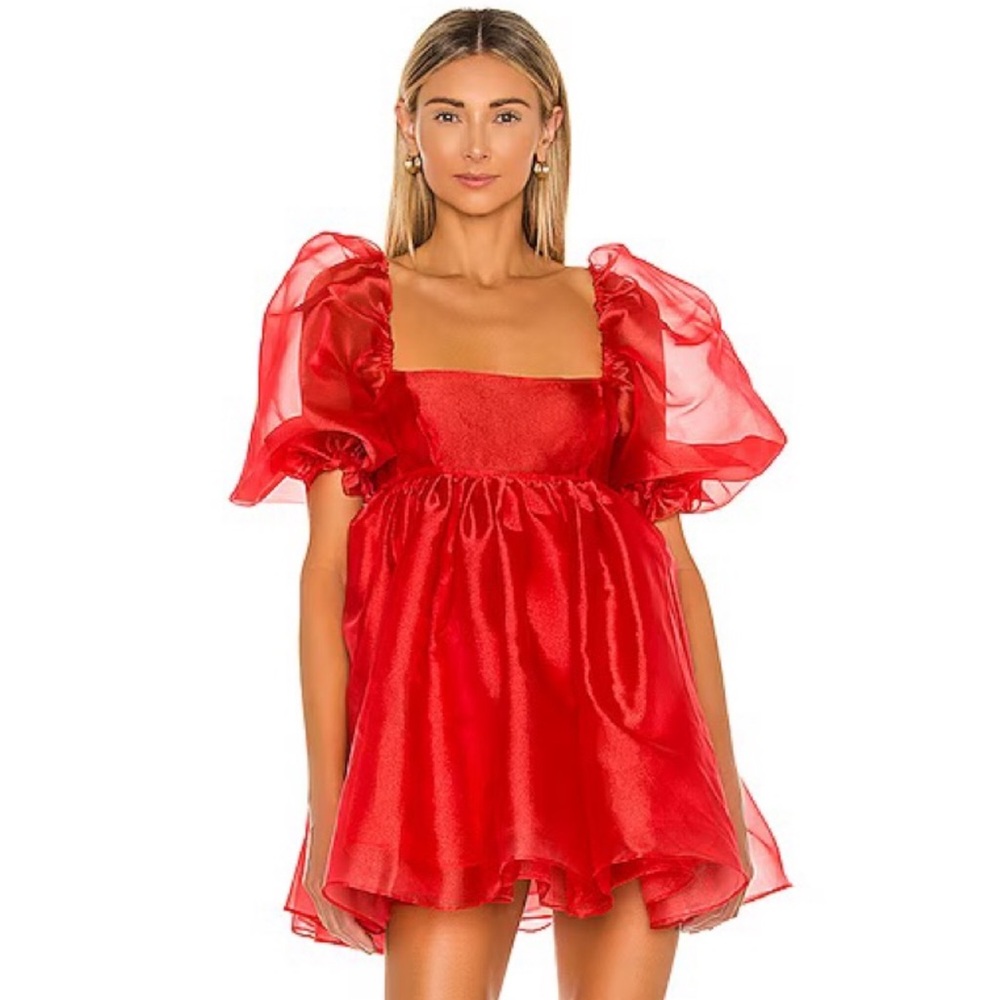 Selkie Puff Dress - Winter Red